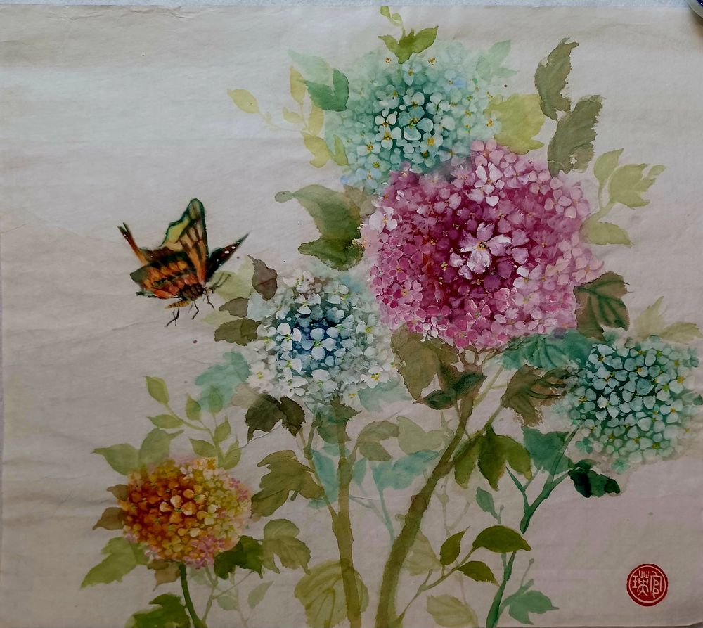 水墨画　蝶戀花 蝶戀花| 官瑛